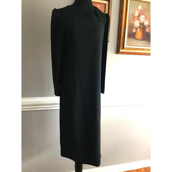 Vintage Abe Schrader long sleeve black dress with bow detail - Picture 1 of 9